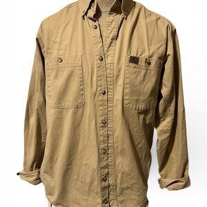 Wrangler Riggs Workwear Men’s Twill Button Down Shirt Tan/Khaki Large
